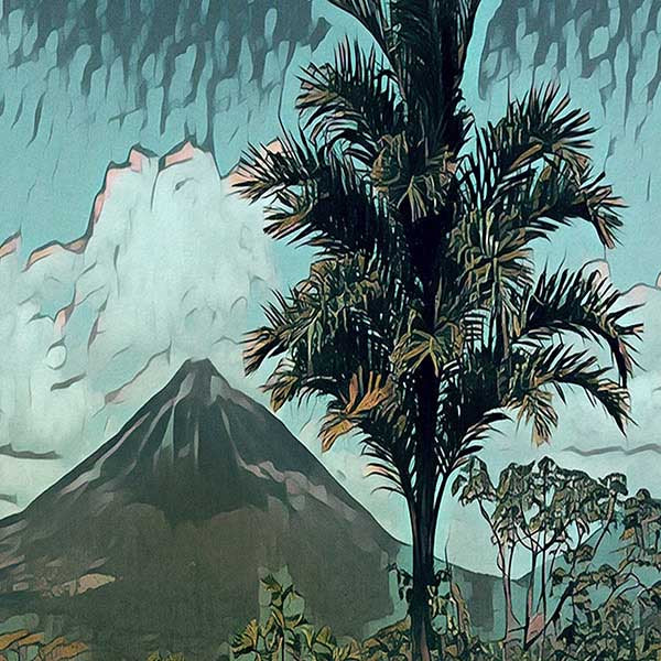 Close-up of Costa Rica Travel Poster Showcasing Alecse's Vintage Soft Focus Style