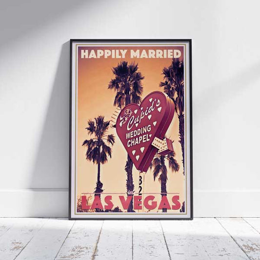 Framed CUPID'S WEDDING LAS VEGAS POSTER | Limited Edition | Original Design by Alecse™ | Vintage Travel Poster Series