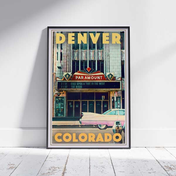 Impression encadrée de Denver montrant la salle de cinéma primordiale dans les années 60