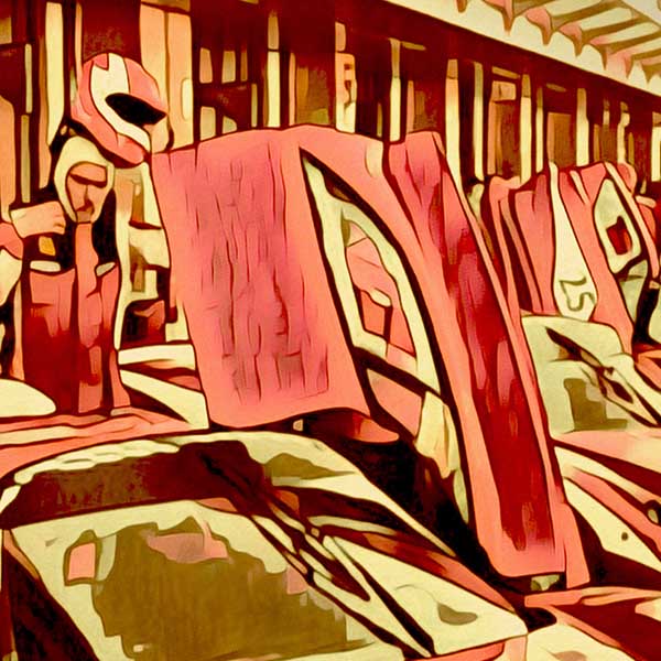 Details of the poster / Close-up view | Please note that all our Art Prints have an half tone render to mimic the old posters printing process where colors were rendered by the juxtaposition of dots of different colors and sizes | Those art prints are not photos and are not supposed to be crisp | All blurs and vintage effects are intended by the artist