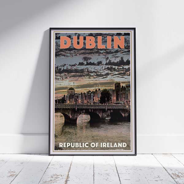 Framed O'CONNELL BRIDGE DUBLIN POSTER | Limited Edition | Original Design by Alecse™ | Vintage Travel Poster Series