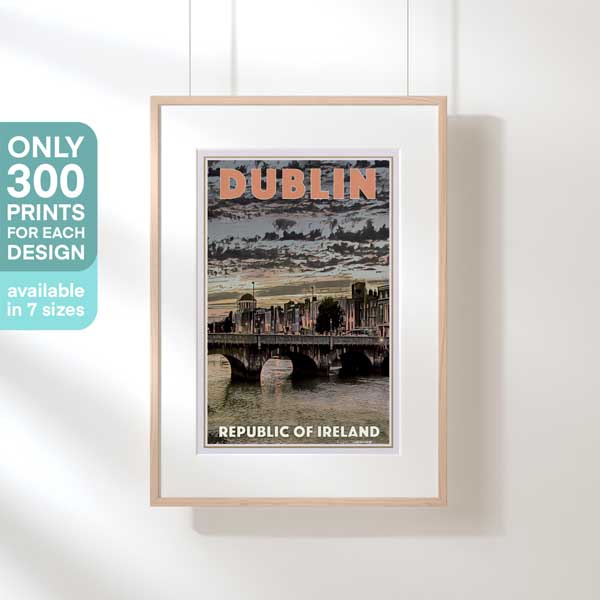O'CONNELL BRIDGE DUBLIN AFFICHE | Édition Limitée | Conception originale par Alecse™ | Série d'affiches de voyage vintage
