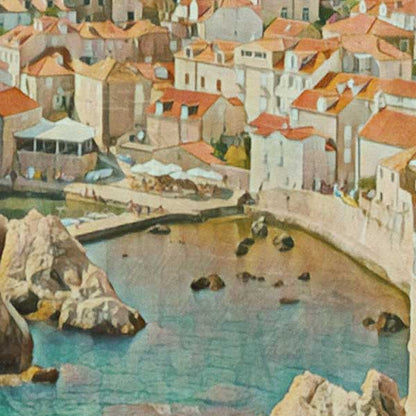 Details of the poster / Close-up view | Please note that all our Art Prints have an half tone render to mimic the old posters printing process where colors were rendered by the juxtaposition of dots of different colors and sizes | Those art prints are not photos and are not supposed to be crisp | All blurs and vintage effects are intended by the artist