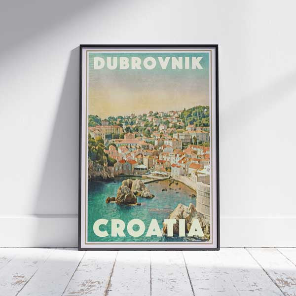 Framed DUBROVNIK CROATIA POSTER | Limited Edition | Original Design by Alecse™ | Vintage Travel Poster Series