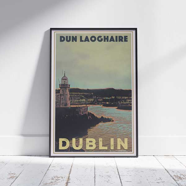 Framed DUN LAOGHAIRE DUBLIN POSTER | Limited Edition | Original Design by Alecse™ | Vintage Travel Poster Series