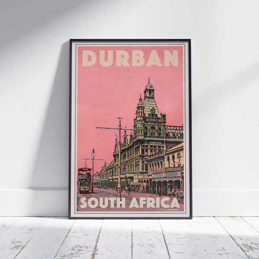 Framed WEST STRET DURBAN POSTER | Limited Edition | Original Design by Alecse™ | Vintage Travel Poster Series
