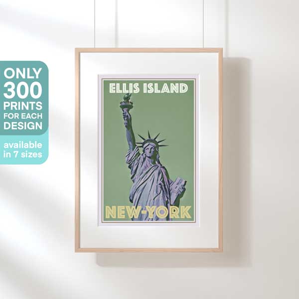 LIBERTY ELLIS ISLAND NY POSTER | Limited Edition | Original Design by Alecse™ | Vintage Travel Poster Series