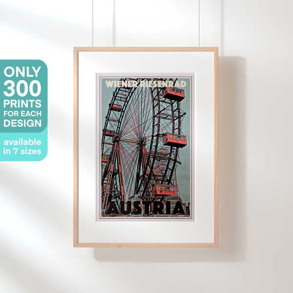 Limited edition Wiener Riesenrad poster framed, celebrating Vienna's Prater Ferris wheel
