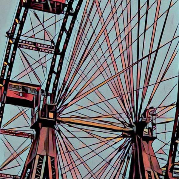 Detailed view of Alecse's Wiener Riesenrad poster with soft-focus art style
