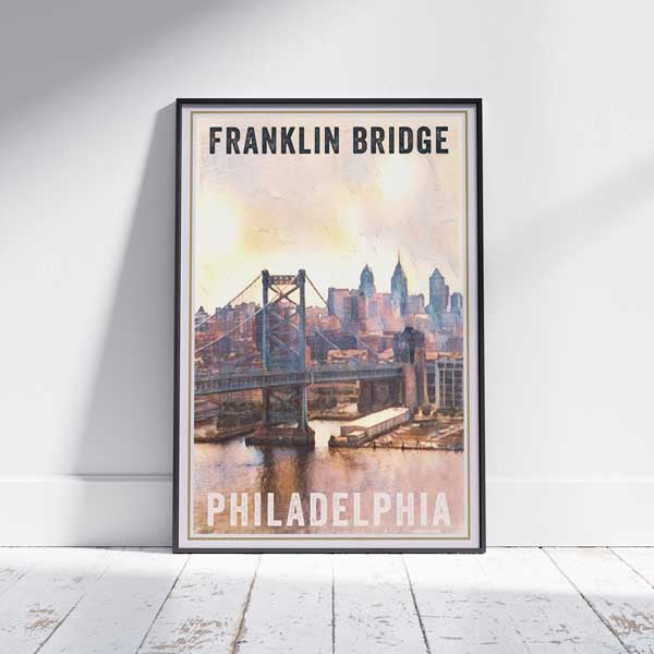 Framed PHILADELPHIA BRIDGE POSTER | Limited Edition | Original Design by Alecse™ | Vintage Travel Poster Series