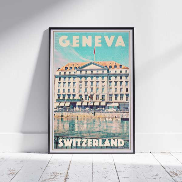 Framed Geneva Poster 'World Peace Capital' by Alecse | Limited Edition 300ex | Swiss Travel Poster
