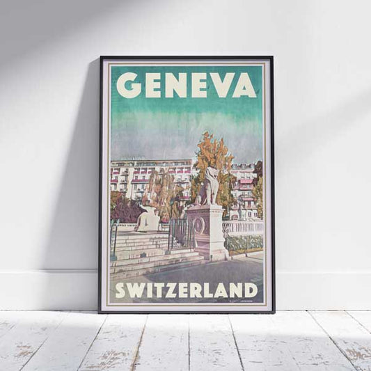 Framed Swiss Decor with this poster of Geneva. Created by Alecse and titled Walk.