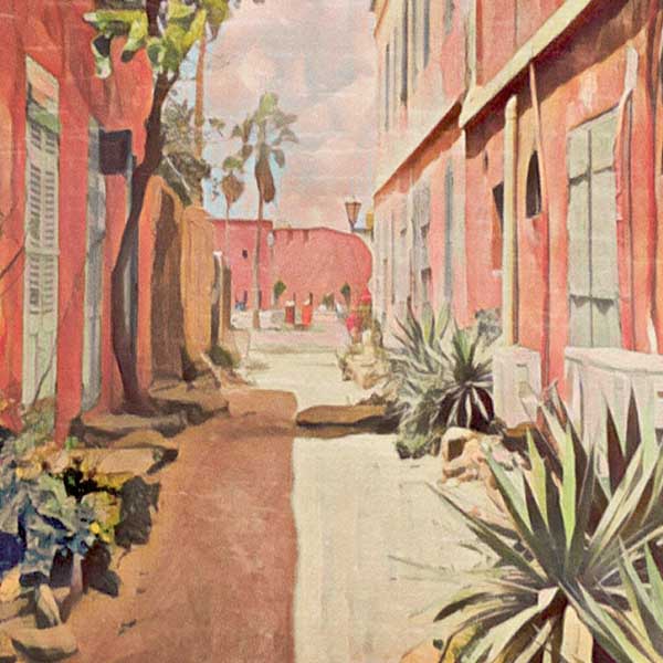 Details of the poster / Close-up view | Please note that all our Art Prints have an half tone render to mimic the old posters printing process where colors were rendered by the juxtaposition of dots of different colors and sizes | Those art prints are not photos and are not supposed to be crisp | All blurs and vintage effects are intended by the artist