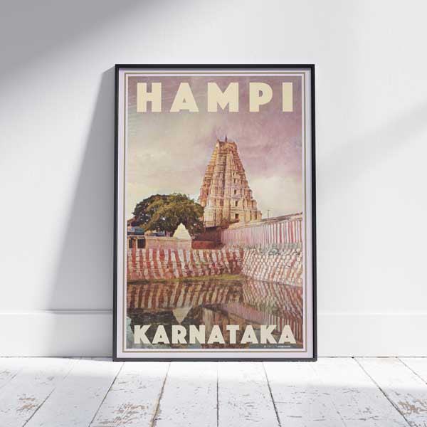 Framed Hampi poster, limited edition Indian Travel Poster
