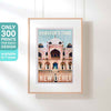 Limited edition Humayun's Tomb poster by Alecse framed and hung, with a placard emphasizing its exclusivity and cultural allure