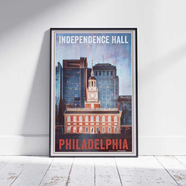 Framed PHILADELPHIA INDEPENDENCE HALL POSTER | Limited Edition | Original Design by Alecse™ | Vintage Travel Poster Series