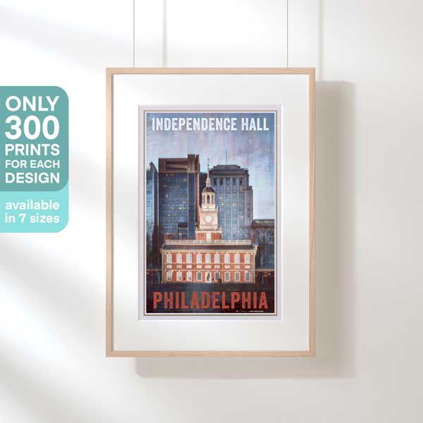 PHILADELPHIA INDEPENDENCE HALL POSTER | Limited Edition | Original Design by Alecse™ | Vintage Travel Poster Series
