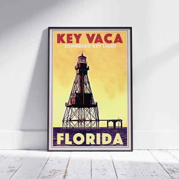 Florida Poster Key Vaca Sombrero Key Light | Florida Travel Poster