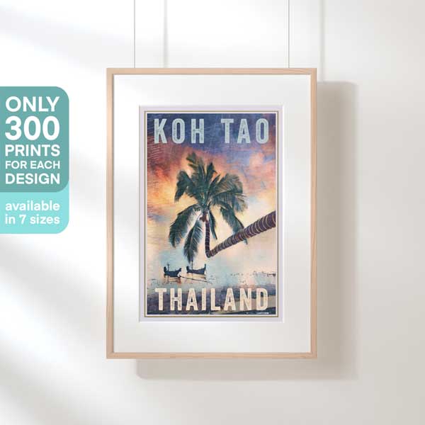 AFFICHE KOH TAO COUCHER DE SOLEIL | Édition Limitée | Conception originale par Alecse™ | Série d'affiches de voyage vintage