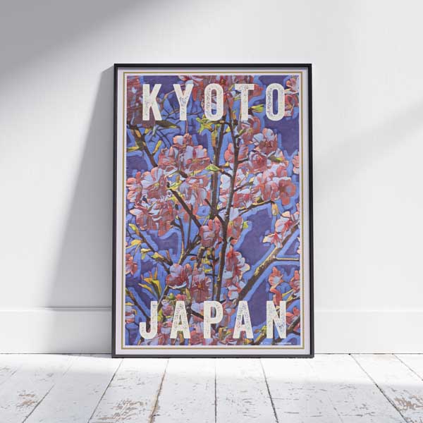 Framed SAKURA CHERRY BLOSSOMS KYOTO POSTER | Limited Edition | Original Design by Alecse™ | Vintage Travel Poster Series