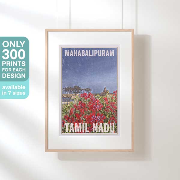 MAHABALIPURAM TAMIL NADU POSTER | Limited Edition | Original Design by Alecse™ | Vintage Travel Poster Series