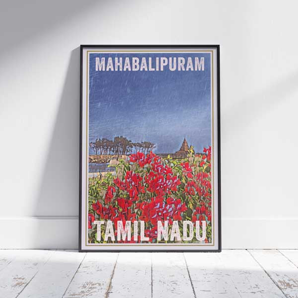 Framed MAHABALIPURAM TAMIL NADU POSTER | Limited Edition | Original Design by Alecse™ | Vintage Travel Poster Series