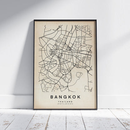 Bangkok map by Cha, black and white lines only version