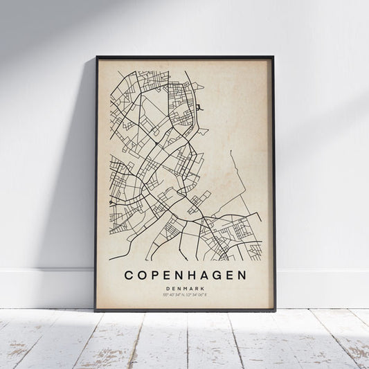 コペンハーゲンの地図ポスター