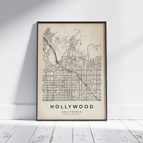 HOLLYWOOD MAP POSTER