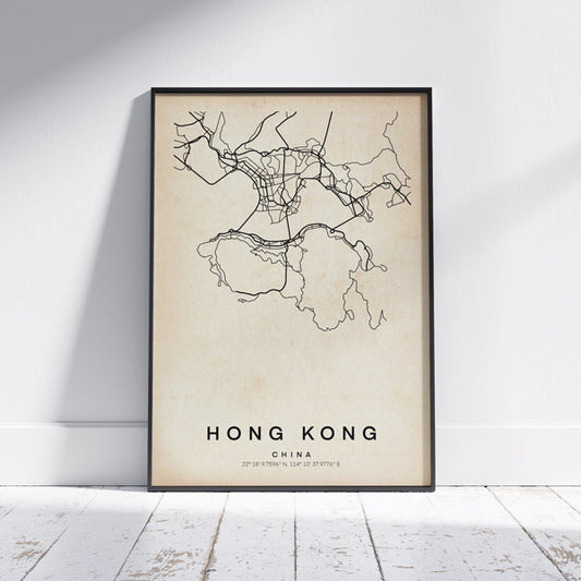 AFFICHE CARTE DE HONG KONG