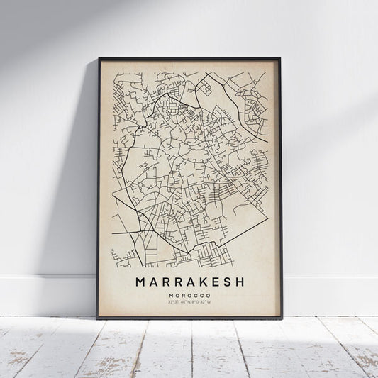 マラケシュの地図ポスター