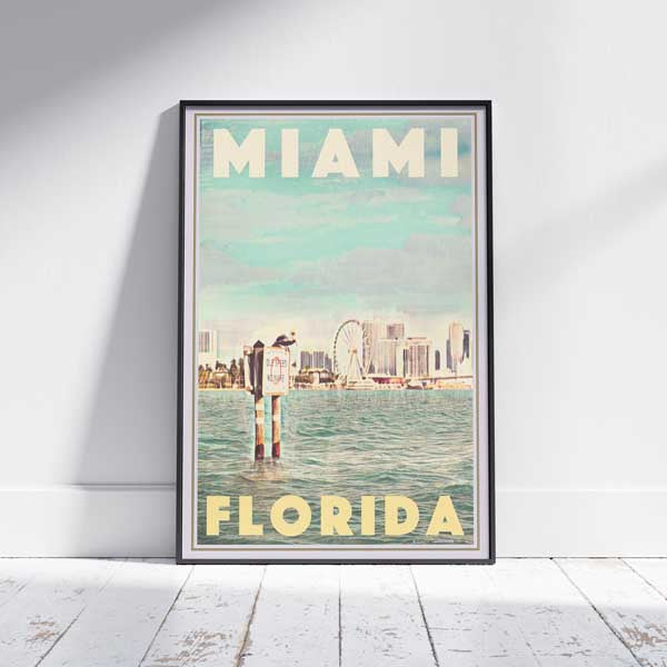 Framed Miami Poster by Alecse, Florida Travel Poster