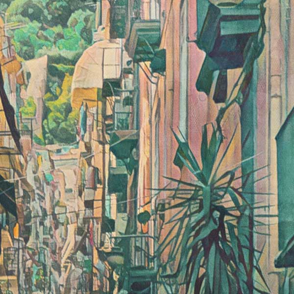 Close-up of Napoli Street poster highlighting Alecse's soft focus style