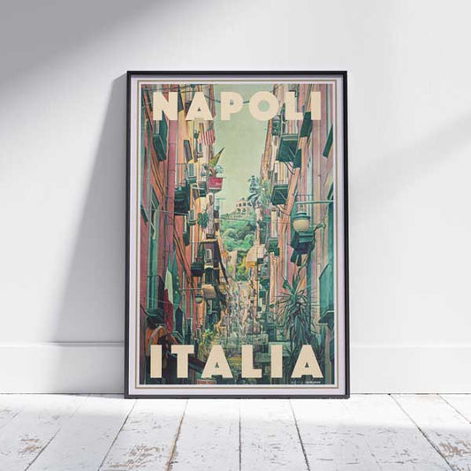 Affiche de Naples par Alecse 'Napoli Street' | Édition limitée originale dans un cadre noir