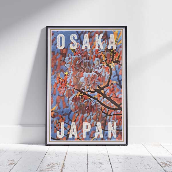 Framed SAKURA CHERRY BLOSSOMS OSAKA POSTER | Limited Edition | Original Design by Alecse™ | Vintage Travel Poster Series