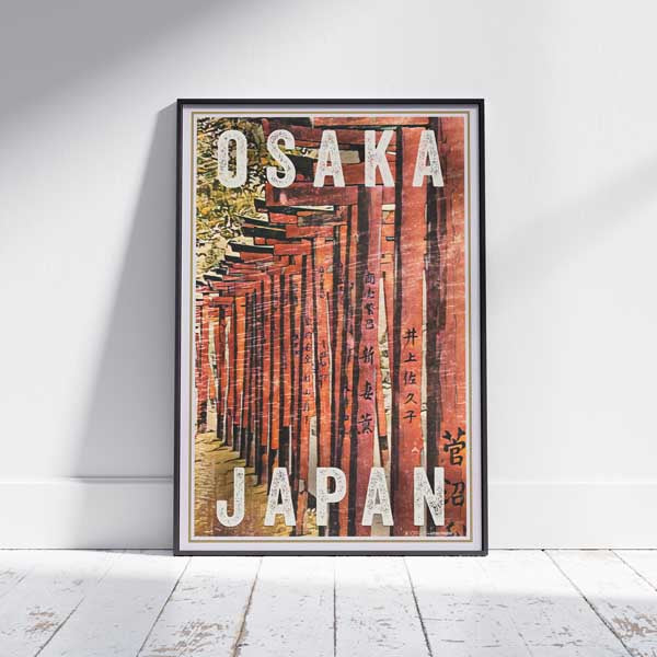 Framed OSAKA TORII POSTER | Limited Edition | Original Design by Alecse™ | Vintage Travel Poster Series