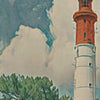 Détails du phare et du ciel dans l'affiche du Cap Ferret