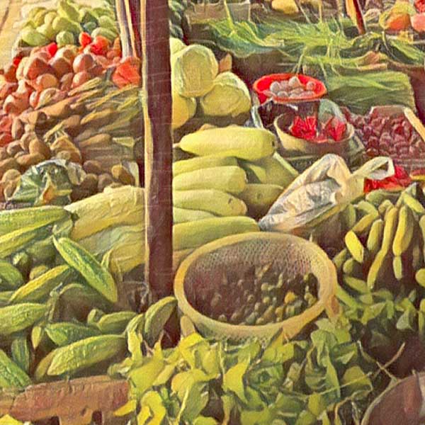 Zoomed View of Ben Thanh Market Poster Showcasing Alecse's Soft Focus Vietnam Art