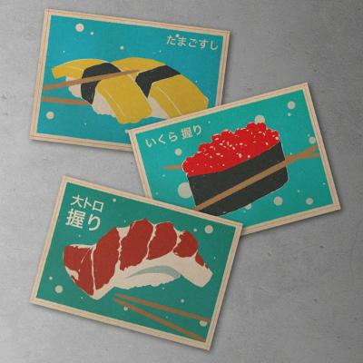 Poster set of sushi art prints by Cha