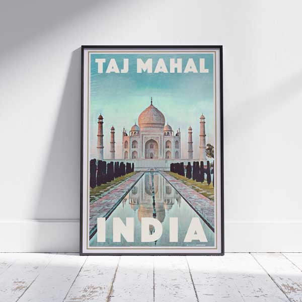 Taj Mahal, affiche de voyage indienne encadrée par Alecse