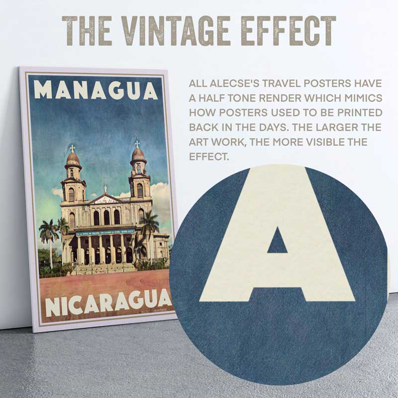 Close-up of the half-tone texture in the Managua poster