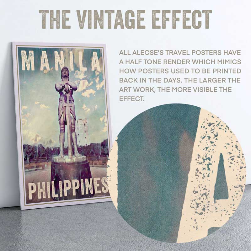 Close-up of the half tone render in Alecse's Travel Poster of Manila