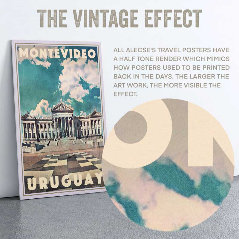 Close-up of the texture of the Montevideo poster