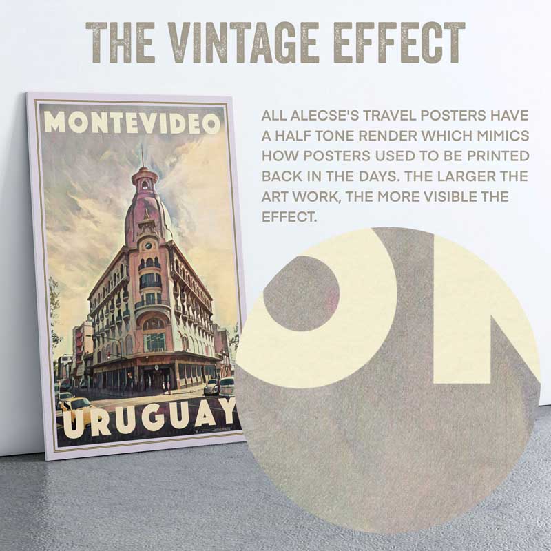 Close-up of the half tone texture on Alecse's vintage travel posters