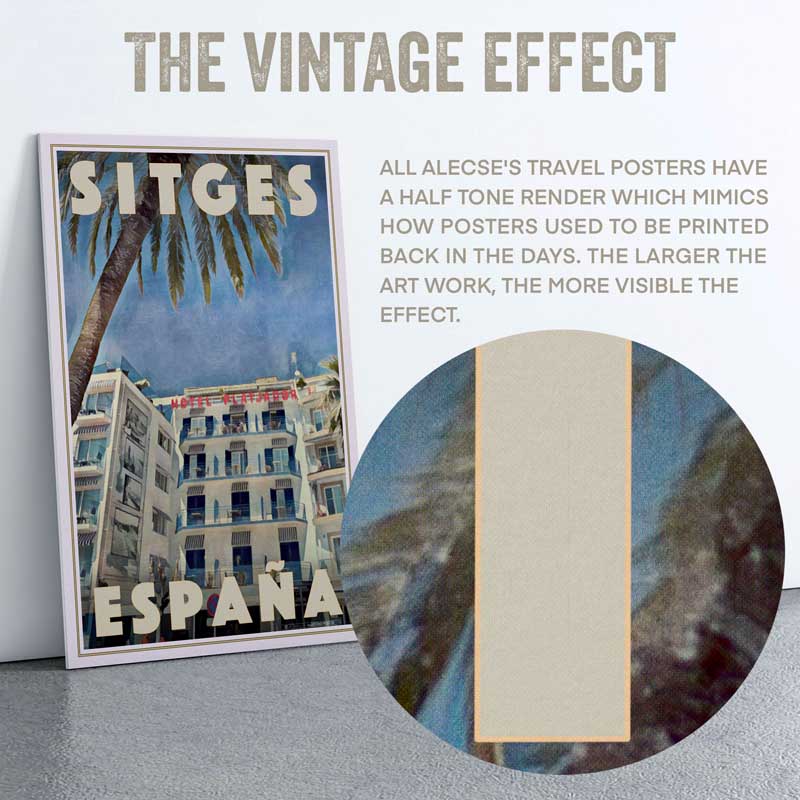 Close-up of the half-tone texture in the Sitges poster by Alecse