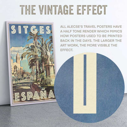 Close-up of the texture of the half-tone in Alecse's vintage destination poster