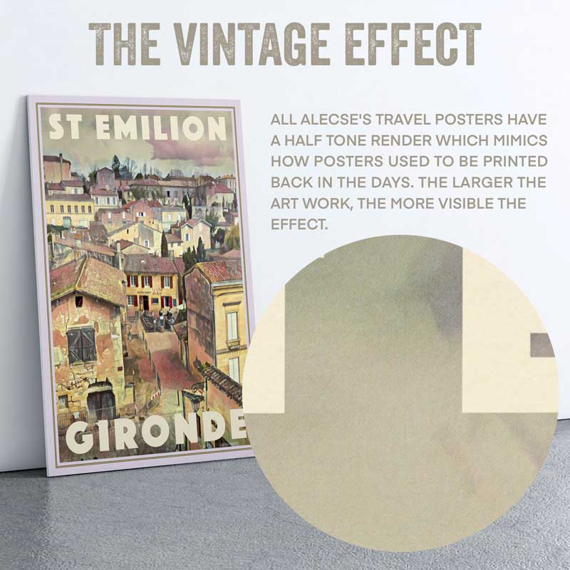 Close-up of the half-tone texture in the  Saint Emilion poster