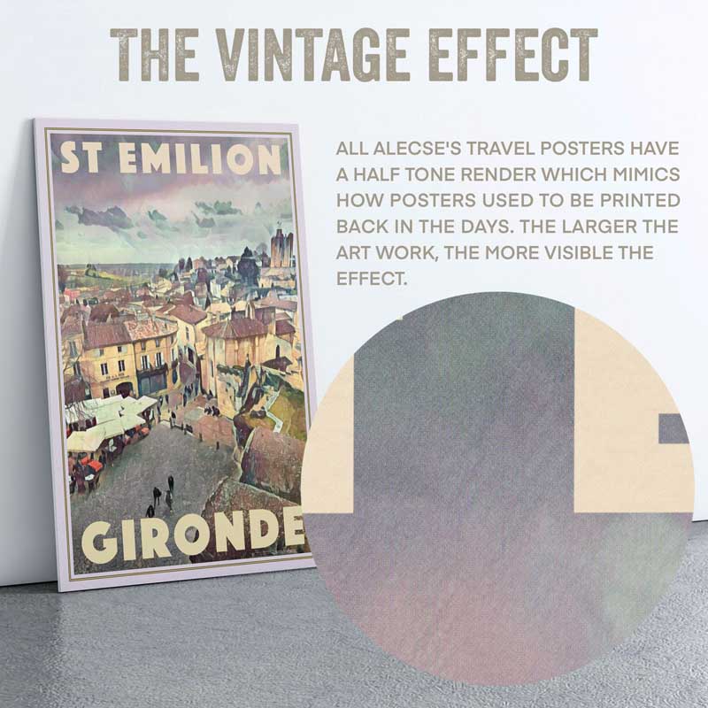 Close-up of the half-tone texture in the St Emilion poster by Alecse