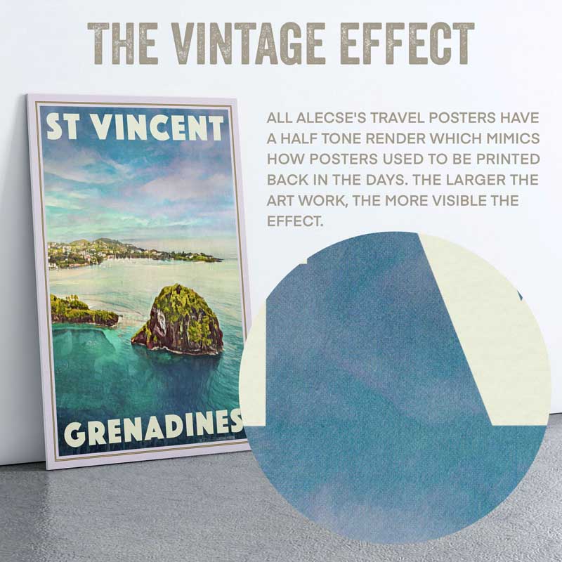 Close-up of the texture of the Grenadines Travel Poster